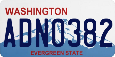 WA license plate ADN0382