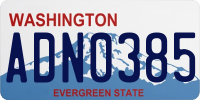 WA license plate ADN0385