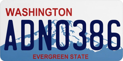 WA license plate ADN0386