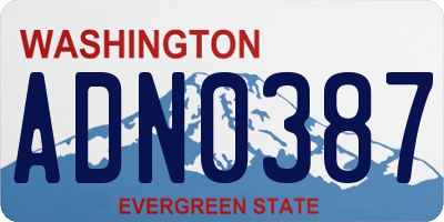 WA license plate ADN0387
