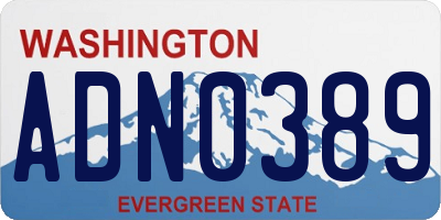 WA license plate ADN0389