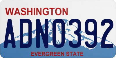 WA license plate ADN0392