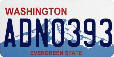 WA license plate ADN0393