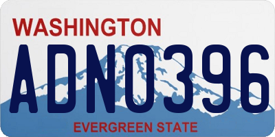 WA license plate ADN0396