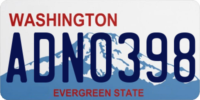 WA license plate ADN0398