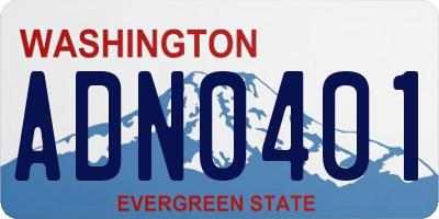 WA license plate ADN0401