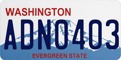 WA license plate ADN0403