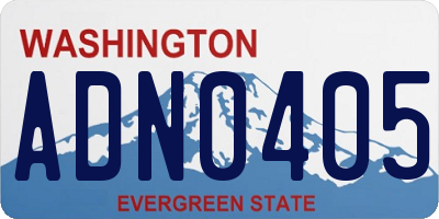 WA license plate ADN0405