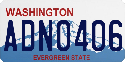 WA license plate ADN0406