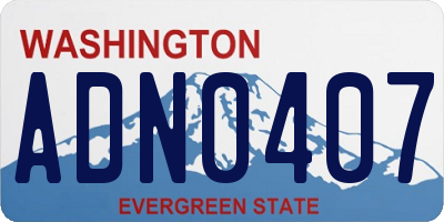 WA license plate ADN0407