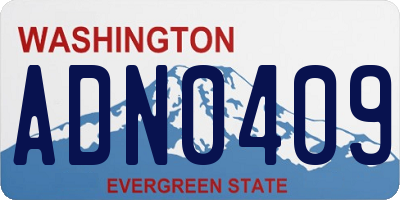 WA license plate ADN0409