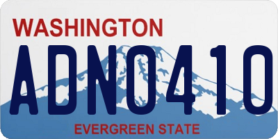 WA license plate ADN0410