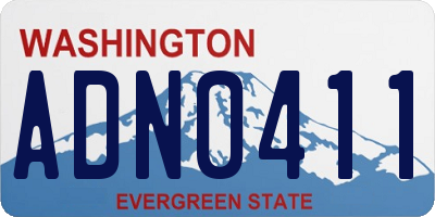WA license plate ADN0411