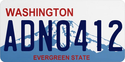 WA license plate ADN0412