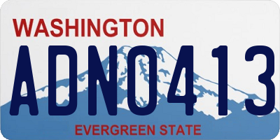 WA license plate ADN0413