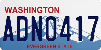 WA license plate ADN0417