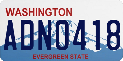 WA license plate ADN0418