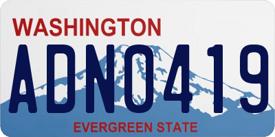 WA license plate ADN0419