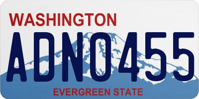 WA license plate ADN0455