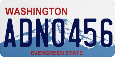WA license plate ADN0456
