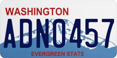 WA license plate ADN0457