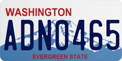 WA license plate ADN0465