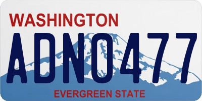 WA license plate ADN0477