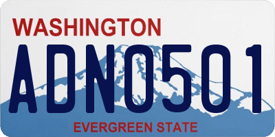 WA license plate ADN0501