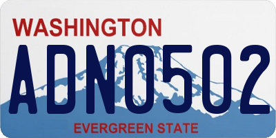 WA license plate ADN0502