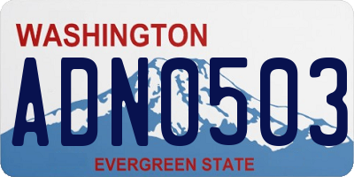 WA license plate ADN0503