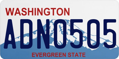 WA license plate ADN0505