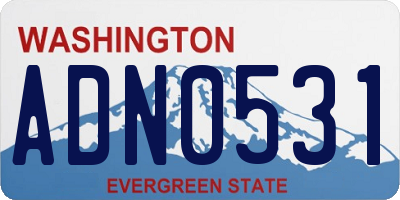 WA license plate ADN0531