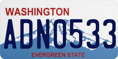 WA license plate ADN0533