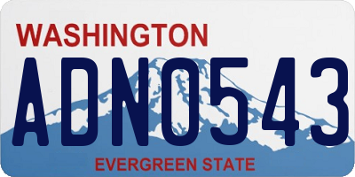 WA license plate ADN0543
