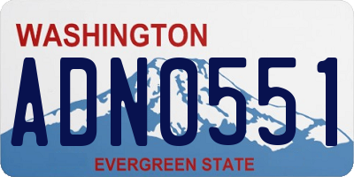 WA license plate ADN0551