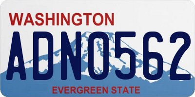 WA license plate ADN0562