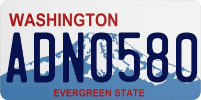 WA license plate ADN0580