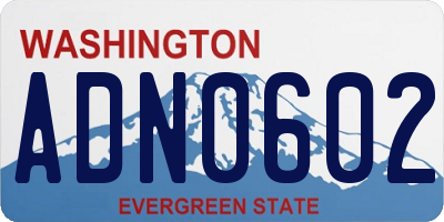 WA license plate ADN0602