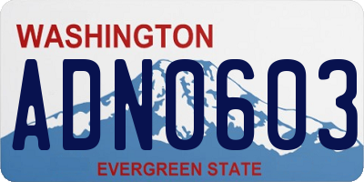 WA license plate ADN0603