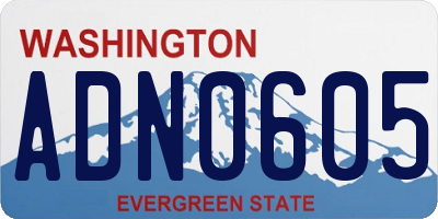 WA license plate ADN0605