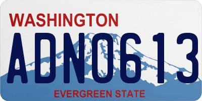 WA license plate ADN0613