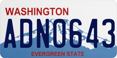 WA license plate ADN0643