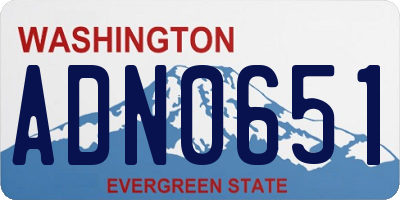 WA license plate ADN0651