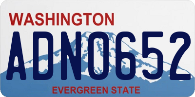 WA license plate ADN0652