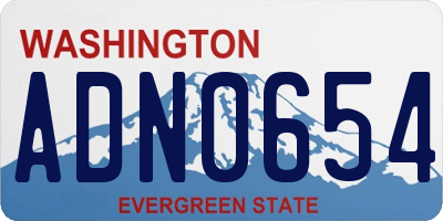 WA license plate ADN0654