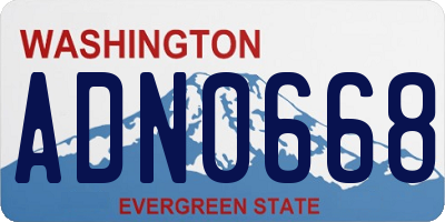 WA license plate ADN0668