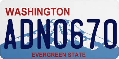 WA license plate ADN0670