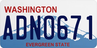 WA license plate ADN0671