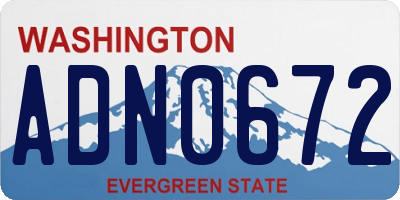 WA license plate ADN0672