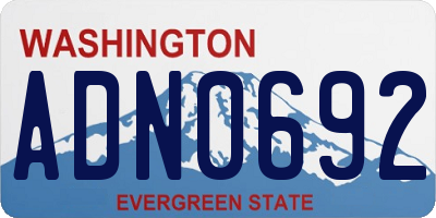 WA license plate ADN0692
